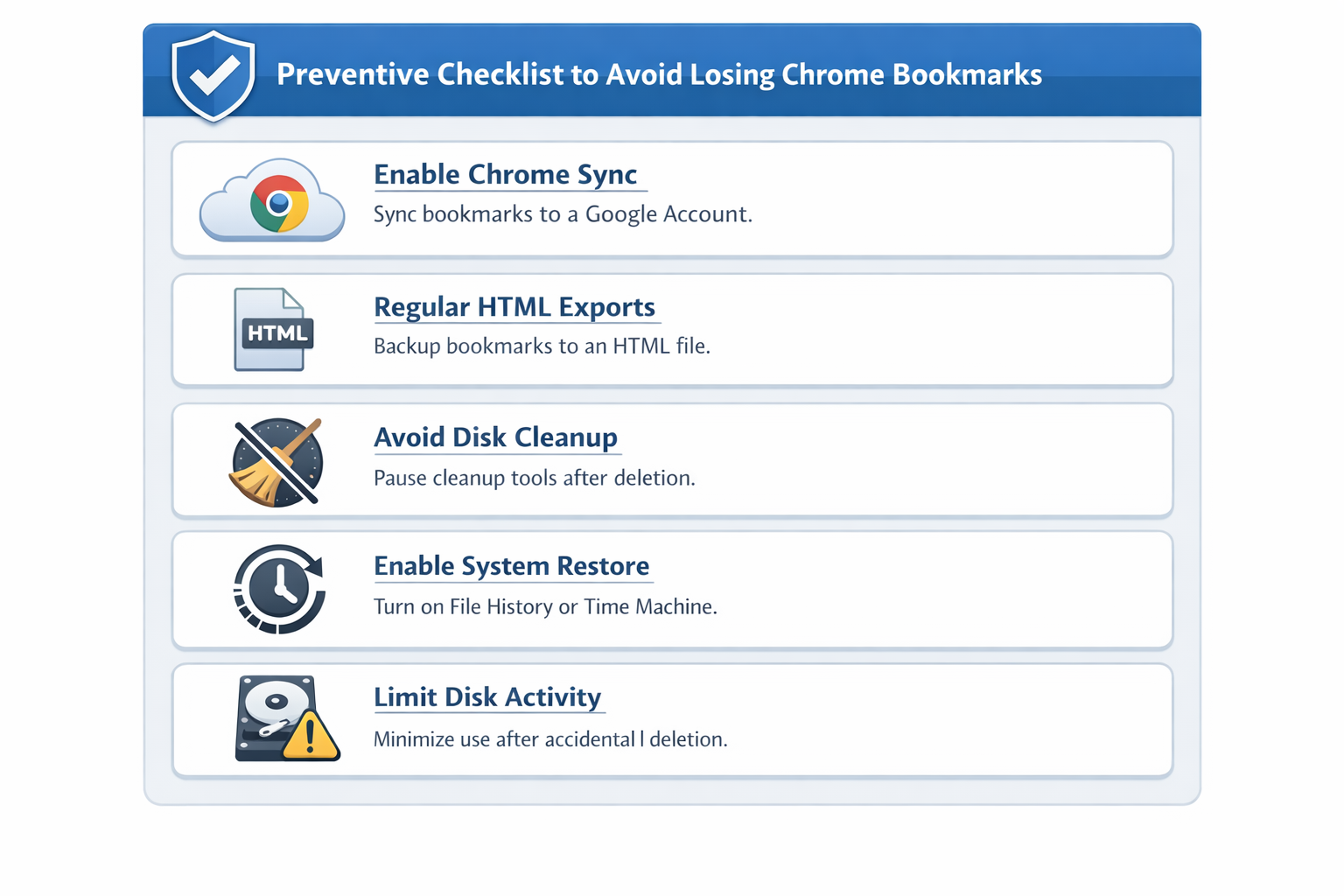 Steps for Recovering Deleted Chrome Bookmarks