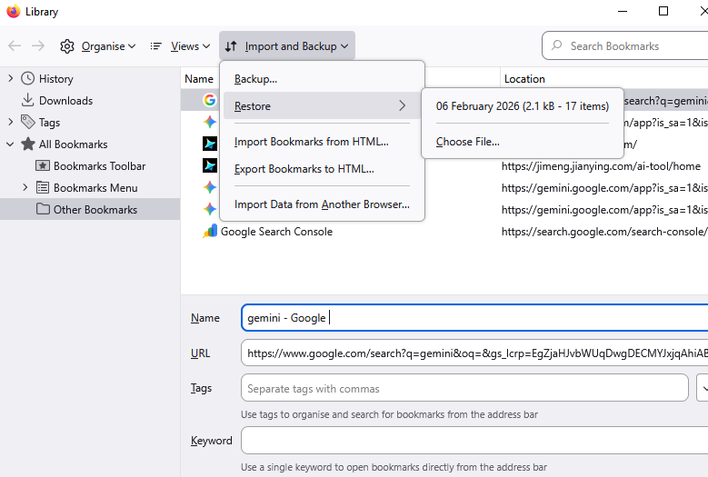 Steps to Recover Firefox Bookmarks