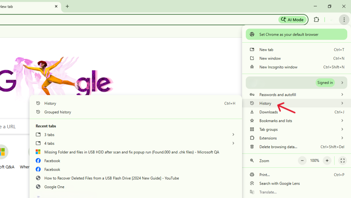 steps to restore google chrome tabs