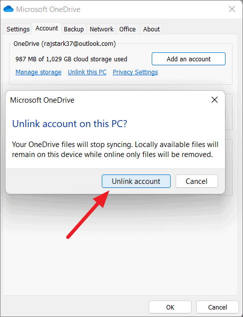 Steps to Unsync OneDrive