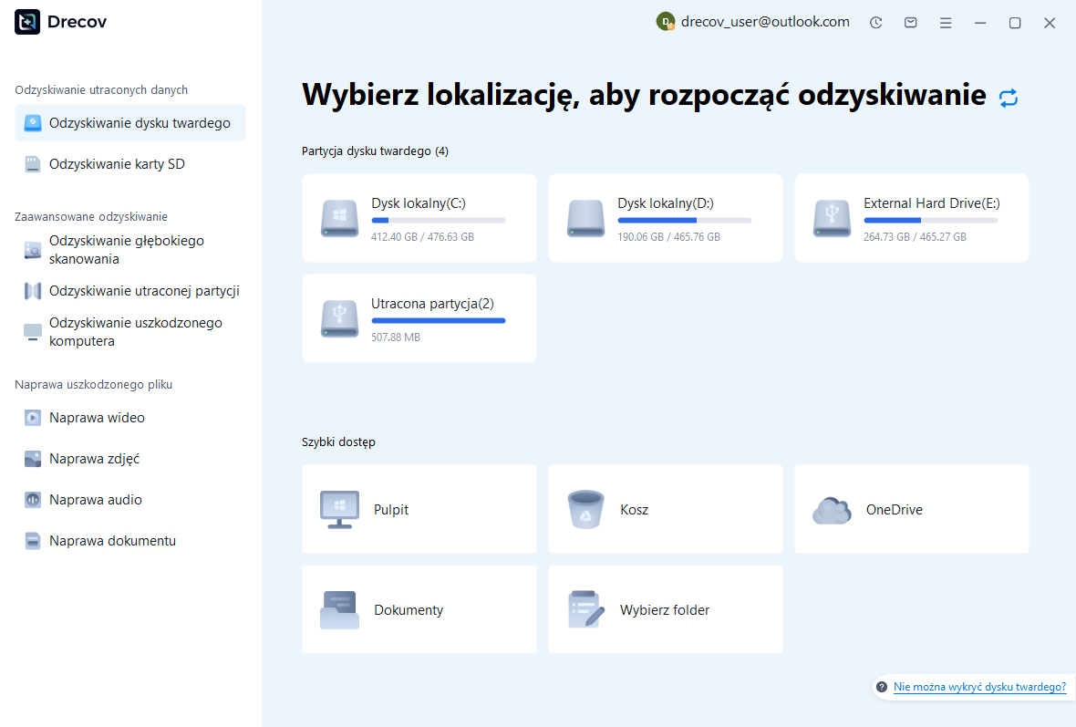 Krok po kroku do odzyskania danych za pomocą PandaOffice Drecov