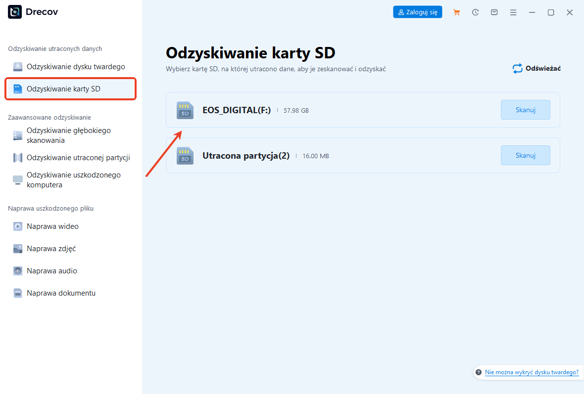 odzyskiwanie danych z karty sd