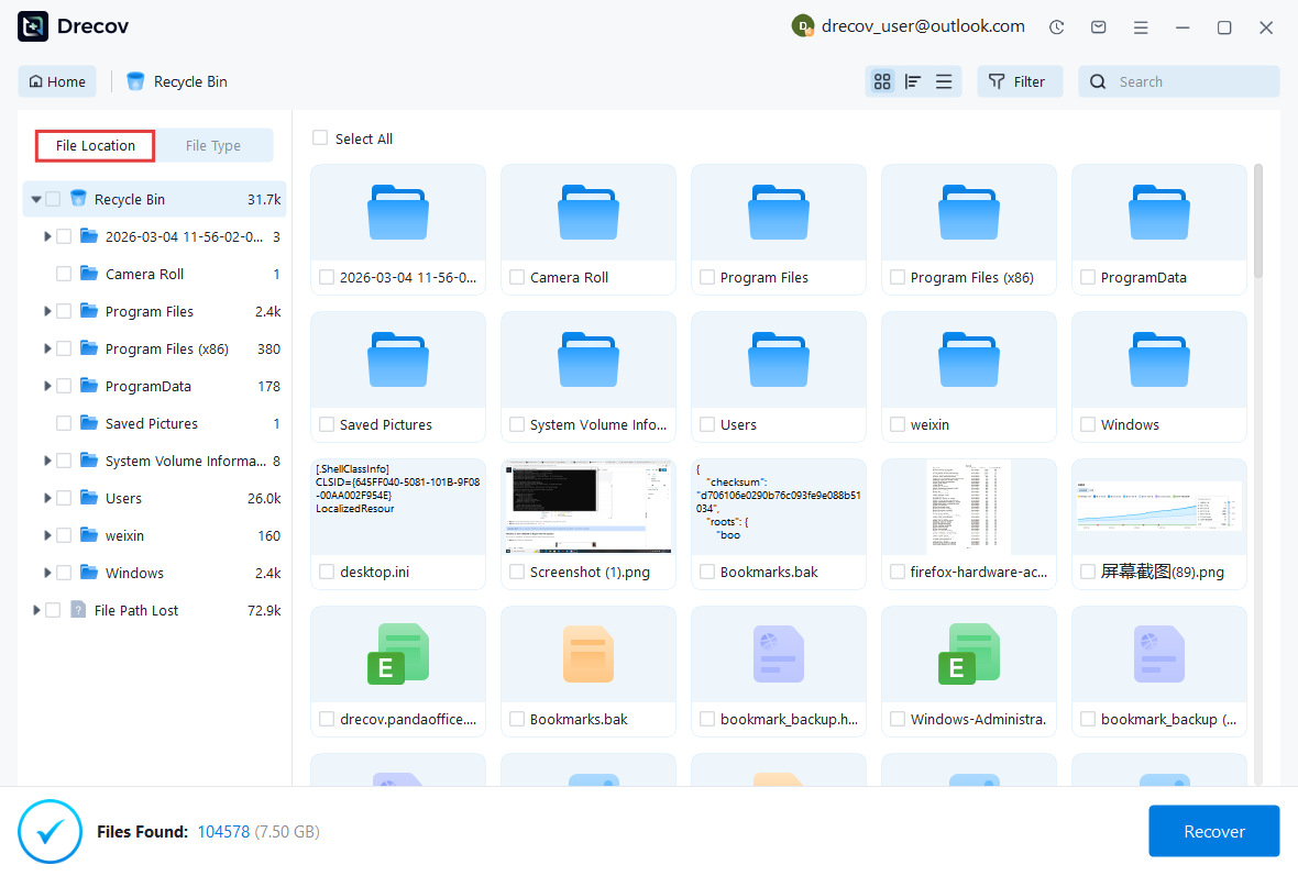 recycle bin recovery step 3-1