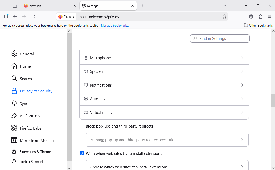 step to disable pop up blocker on firefox