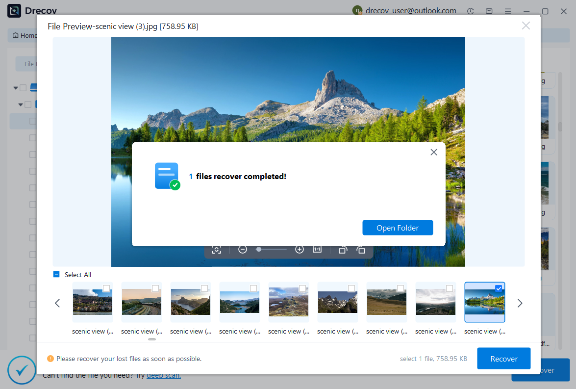 select fold recovery step 7