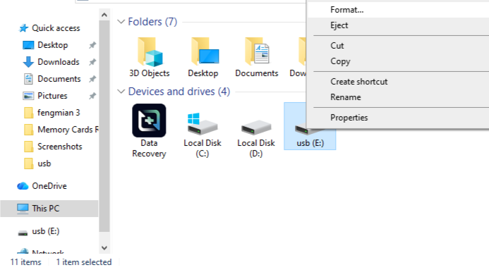 Step to Reformat a USB Drive