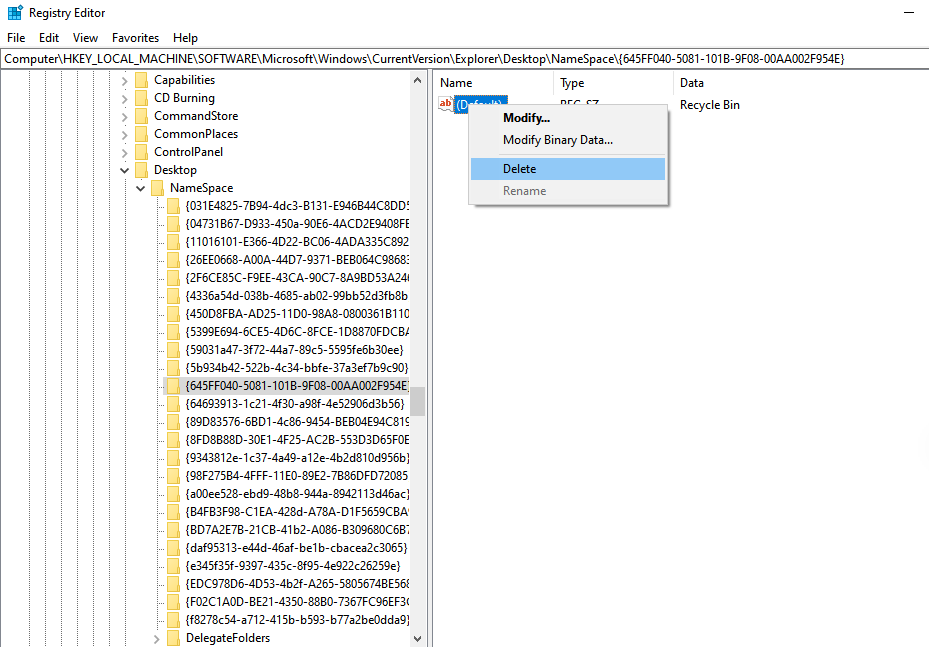 Step to Remove the Recycle Bin from Desktop