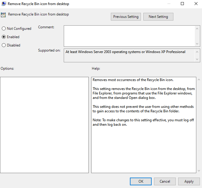 Step to Remove the Recycle Bin from Desktop