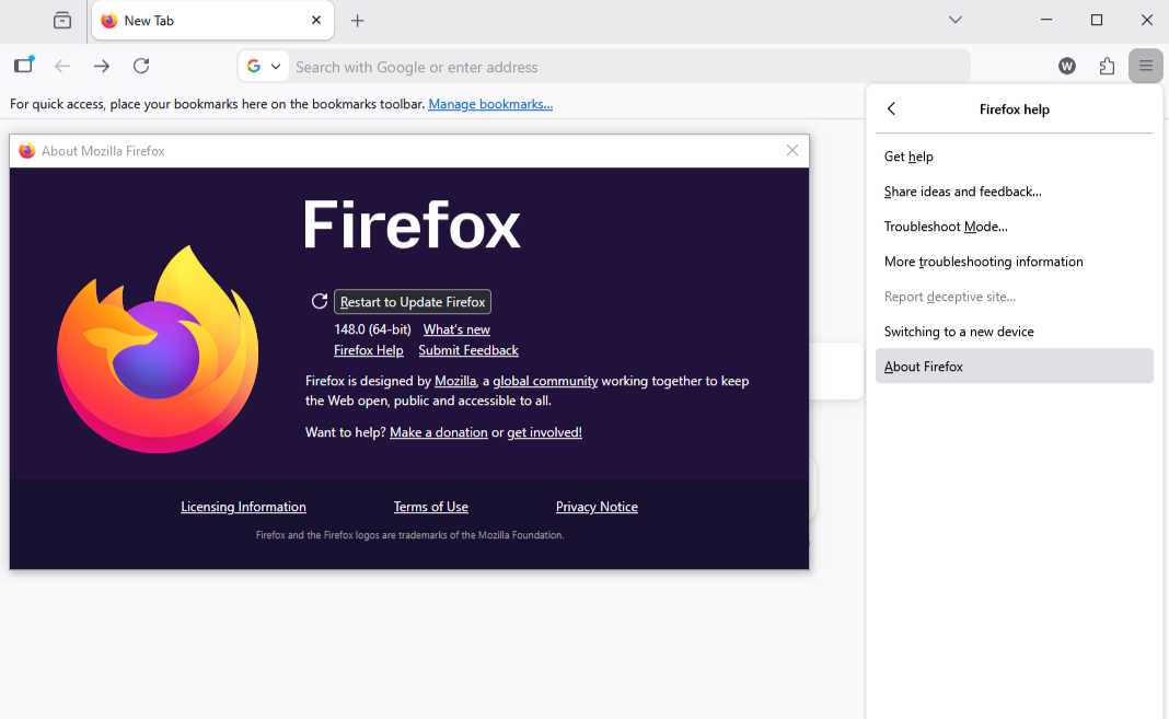step to update firefox browser