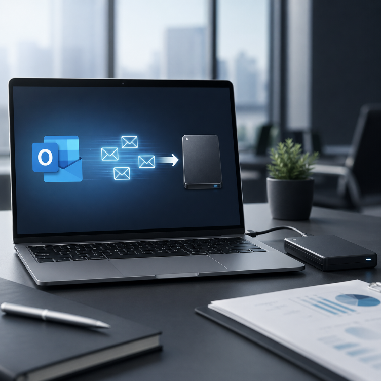 backing up outlook emails to hard drive