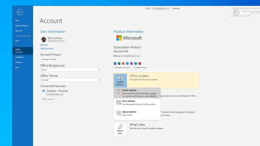 Update Outlook and Windows System