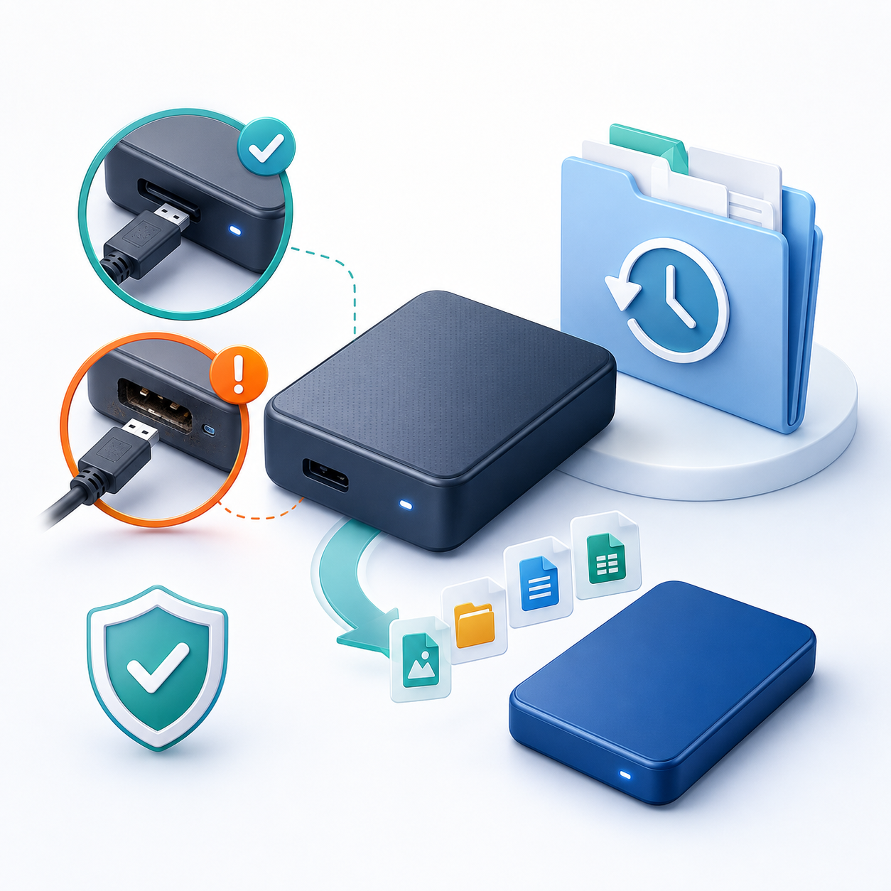 externe Festplatte sicher reparieren illustration