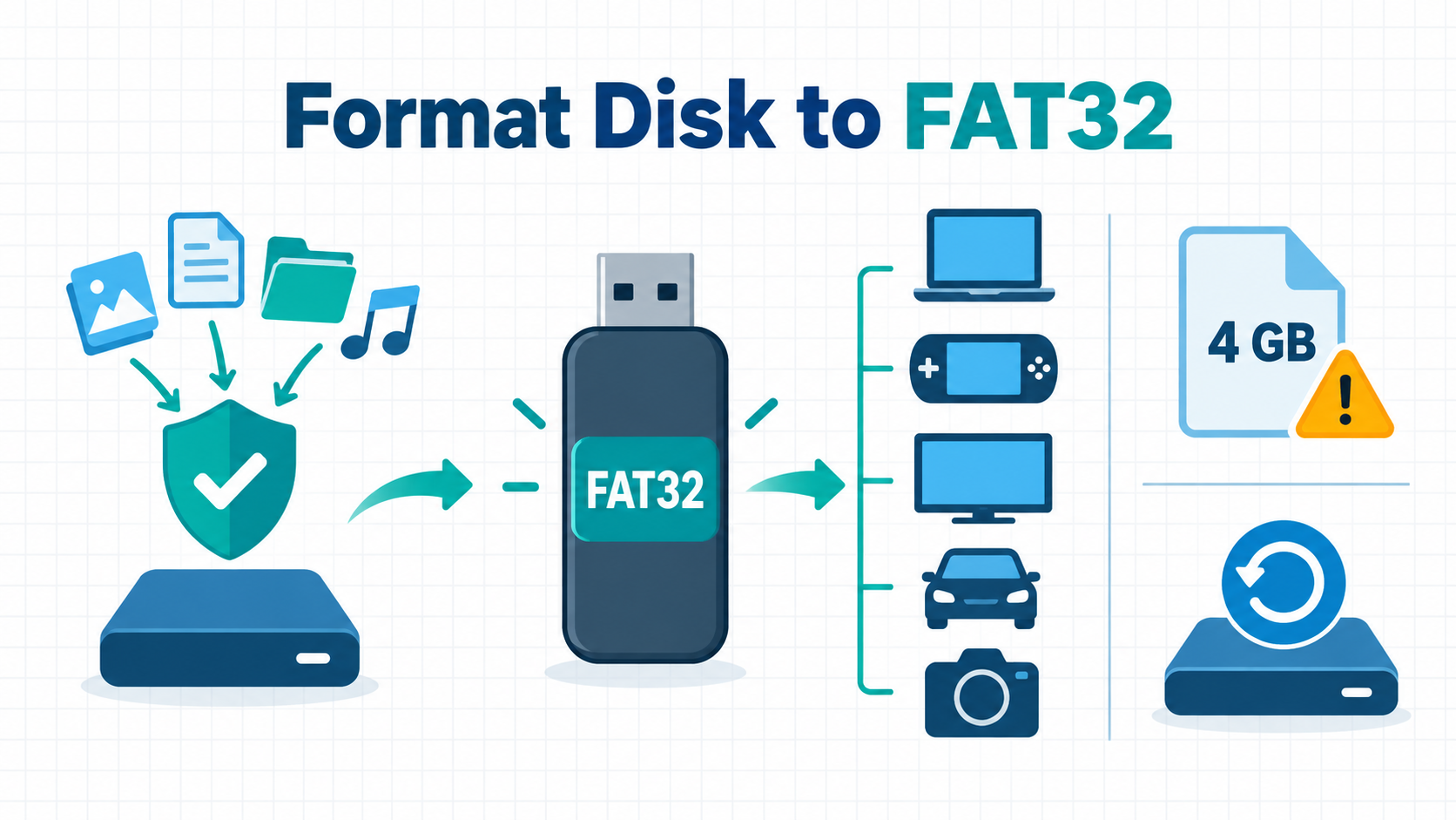 format disk to FAT32 safety illustration