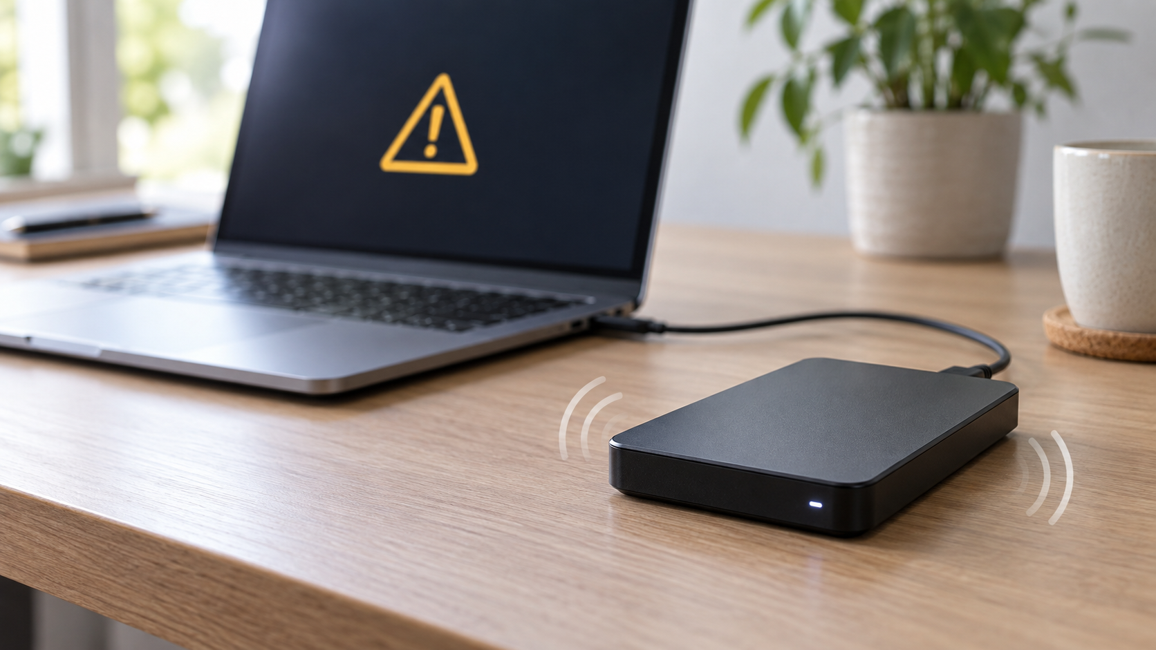 external hard drive beeping safety illustration