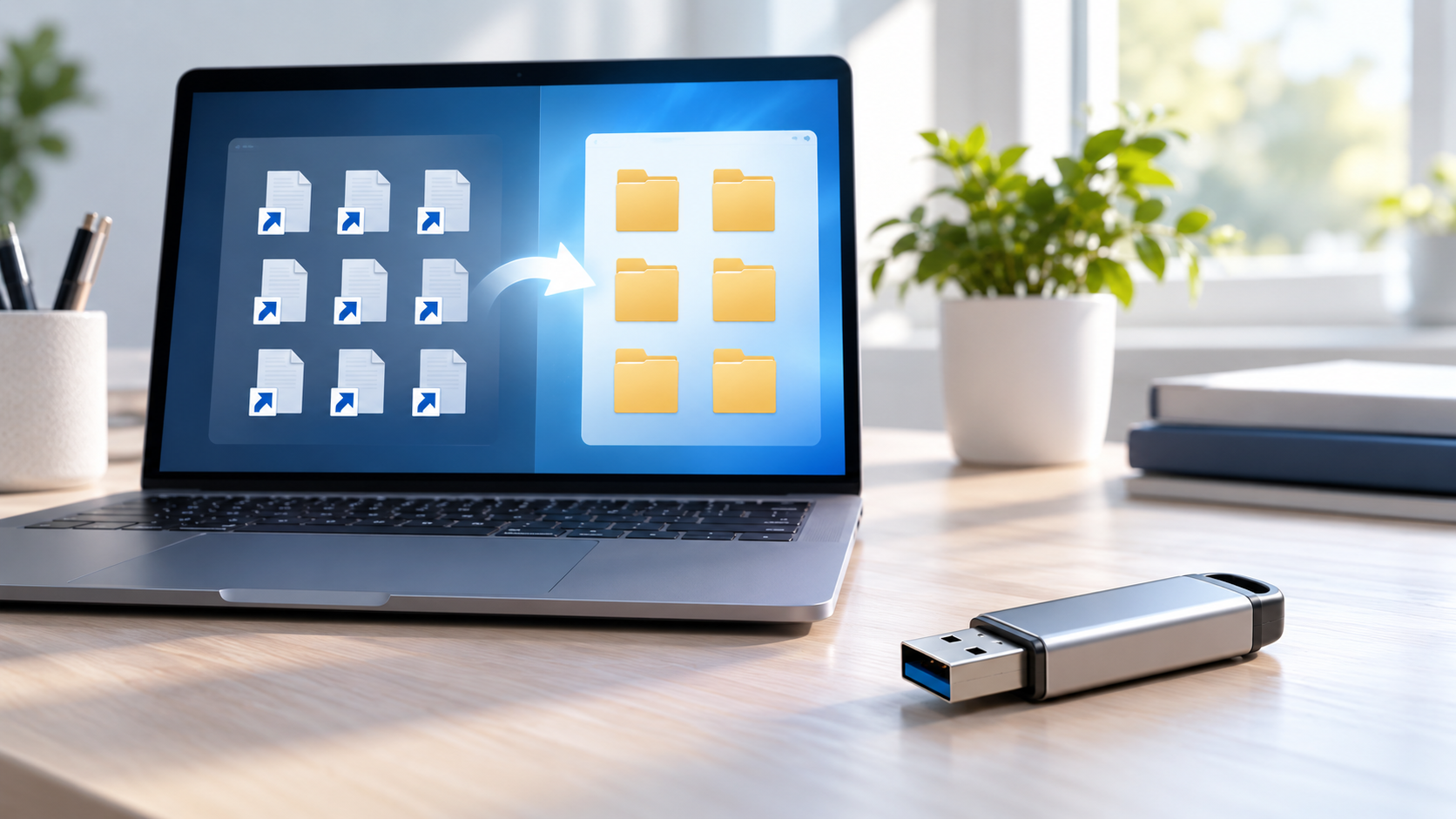 USB-Dateien wurden zu Verknüpfungen safety illustration