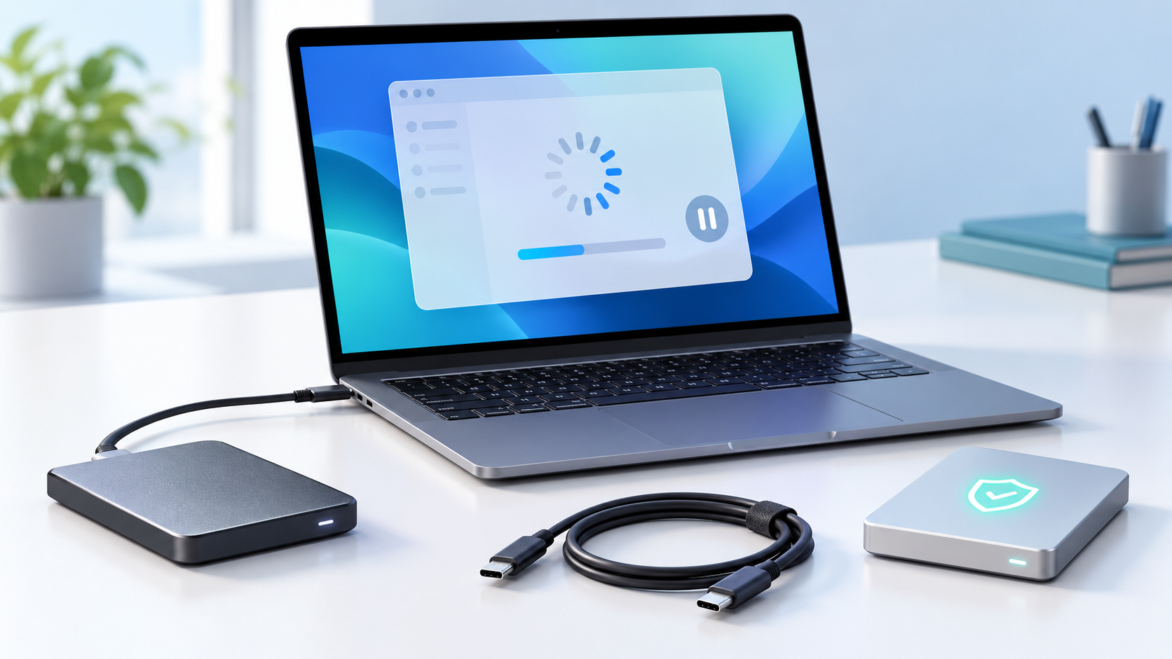 SSD esterno blocca il computer safety illustration
