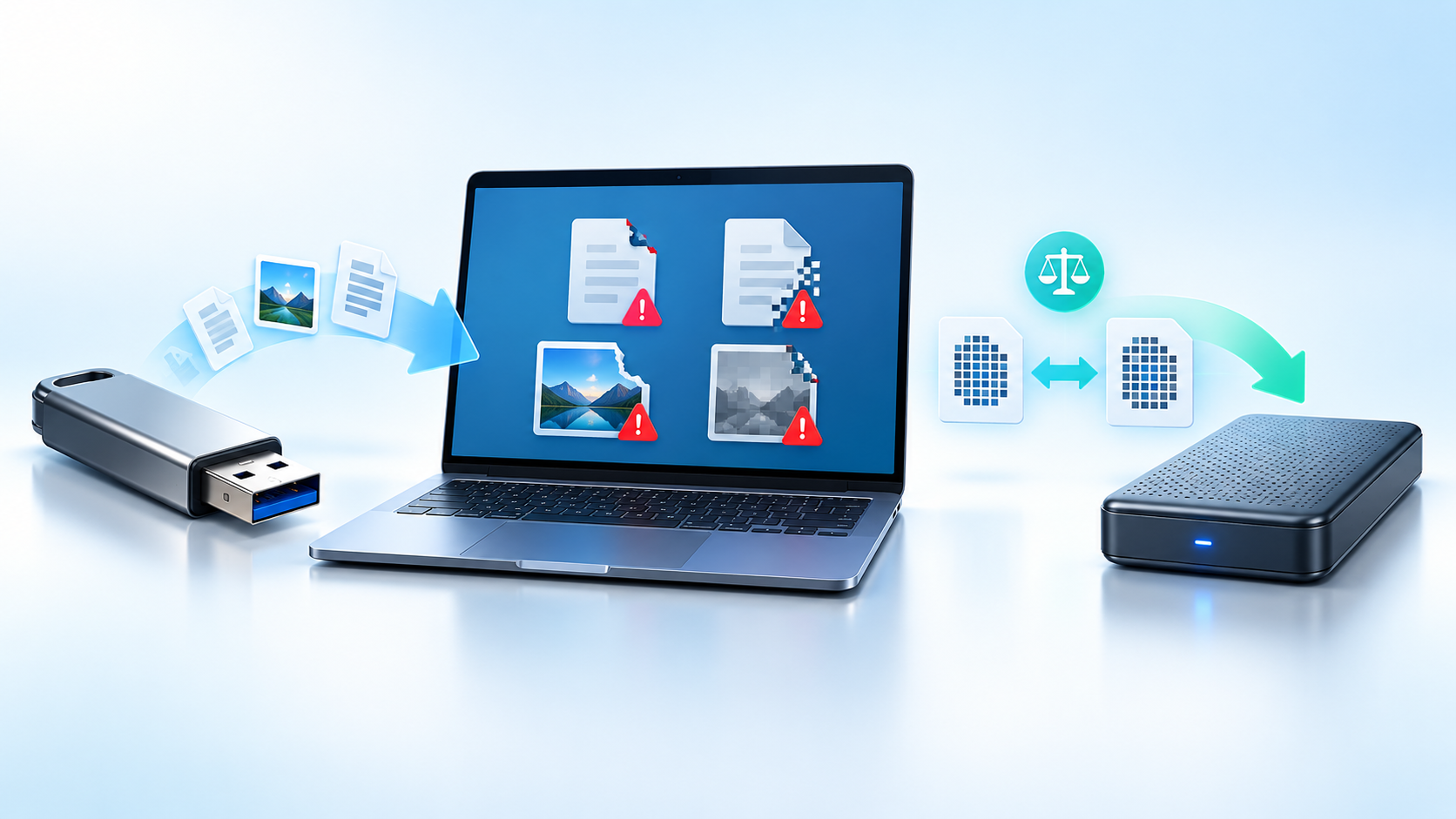 file danneggiati dopo trasferimento USB safety illustration