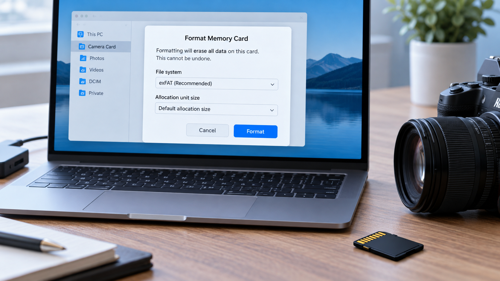 how to format a camera card