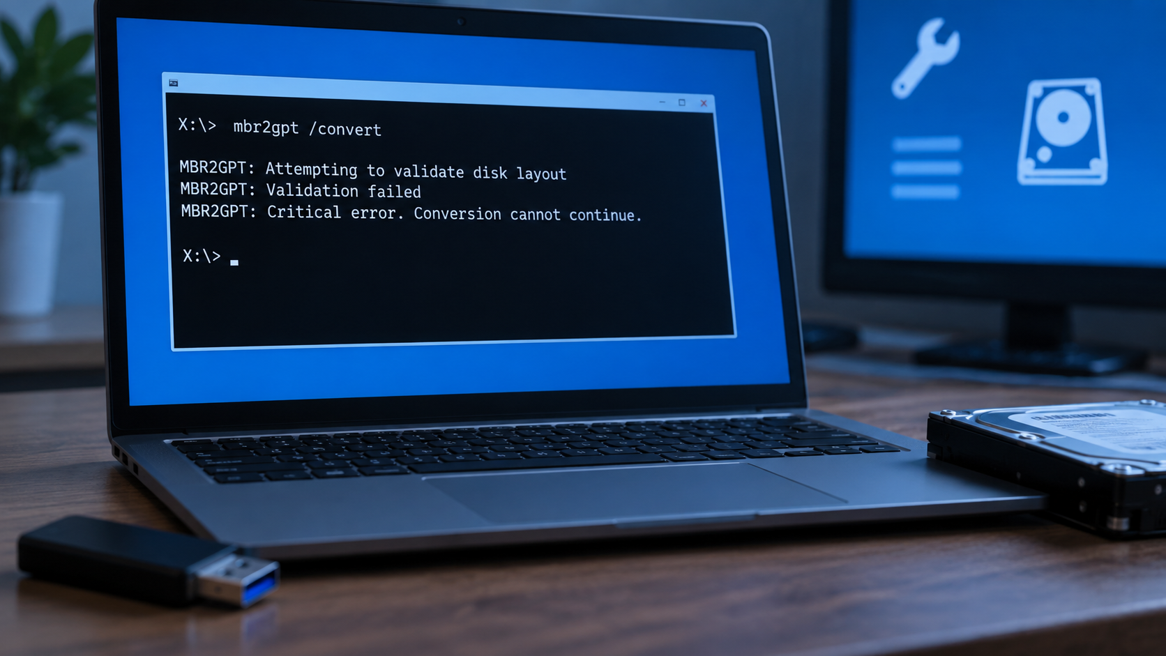 mbr2gpt can only be used from the windows preinstallation environment