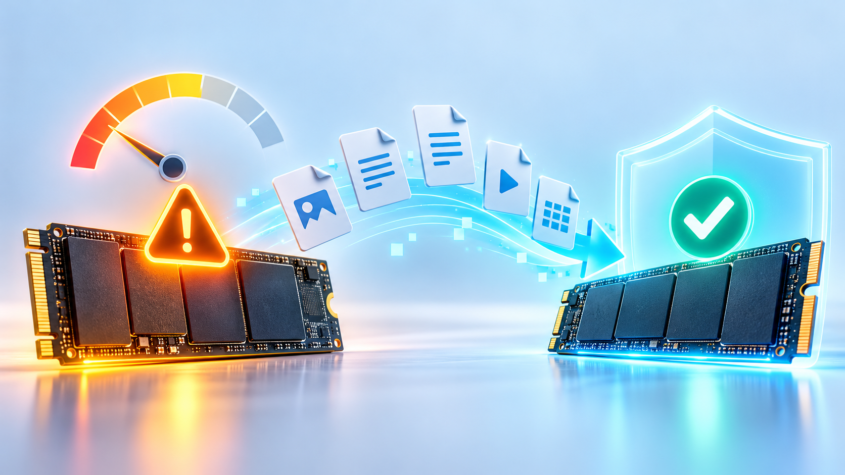 SSD shows critical warning in Windows safety illustration